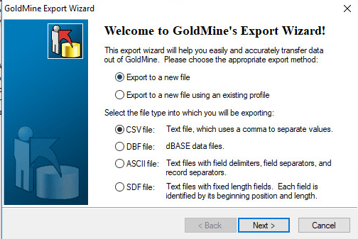 Export Data from GoldMine CRM in Excel
